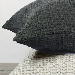 Coyuchi Dark Gray Waffle Weave Pillow Cover